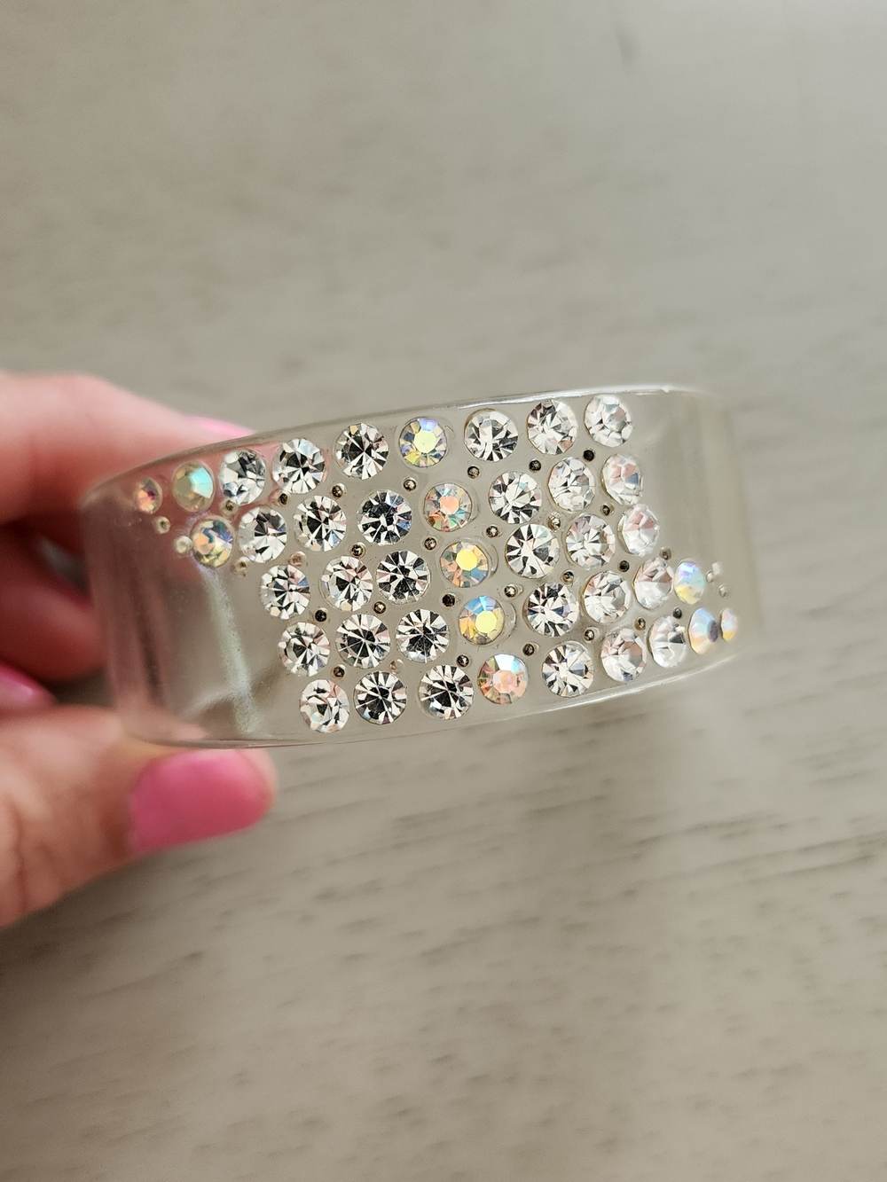 Clear Crystal-Embellished Rhinestone Cuff Bracelet